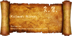 Kulman Ninon névjegykártya